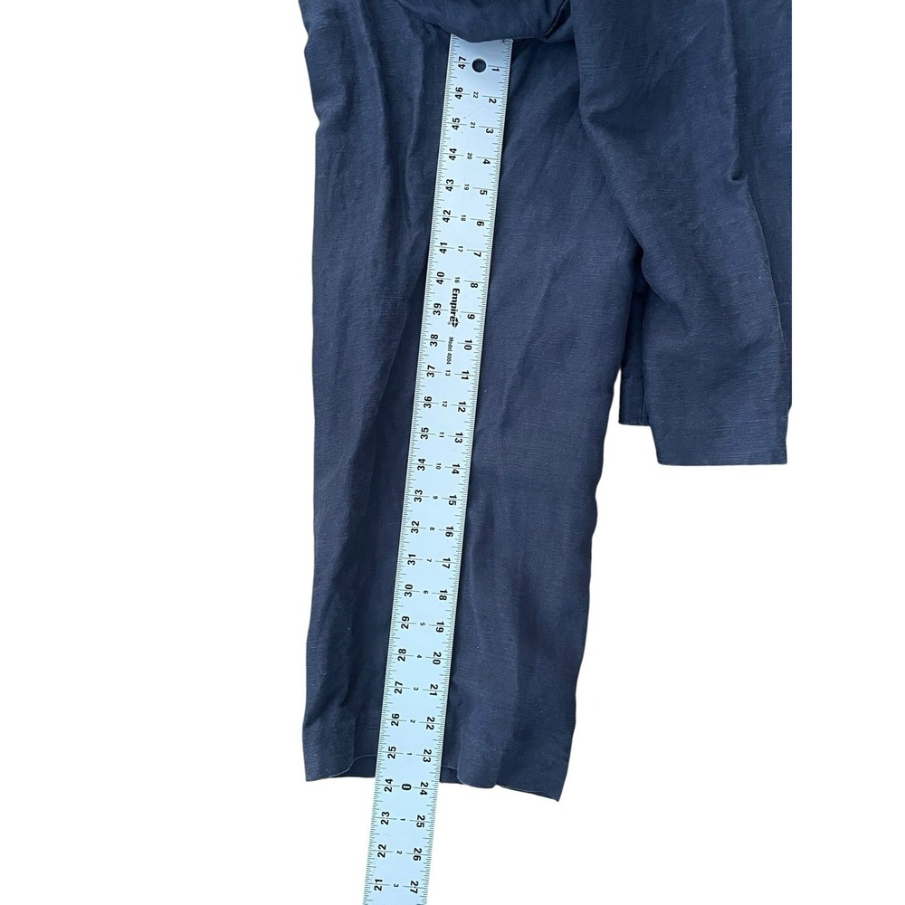 Aritzia Effortless Pant Blue Linen‎ Blend Wide Leg Cropped Trousers , Size 4 - Picture 7 of 9